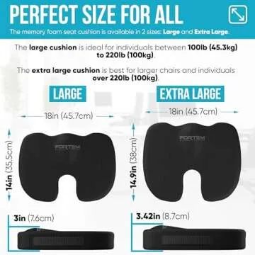 Ultimate Comfort FORTEM Office Chair Cushion - Ergonomic Back Support and Pain Relief