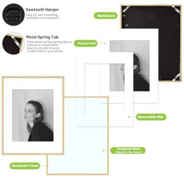 Elegant Golden State Art 11x14 Aluminum Frame - Gold