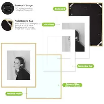 Elegant Golden State Art 11x14 Aluminum Frame - Gold