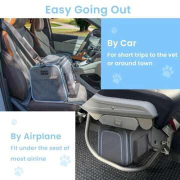 Petsfit Expandable Large Cat Carrier Small Dog Carriers Airline Approved, 17" Lx 11" Wx 11" H Soft-Sided Portable Washable Pet Travel Carrier with 2 Extension for Kittens, Puppies, Rabbits