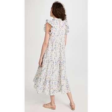 En Saison Women's Eliza Tiered Midi Dress, Olive Multi, S