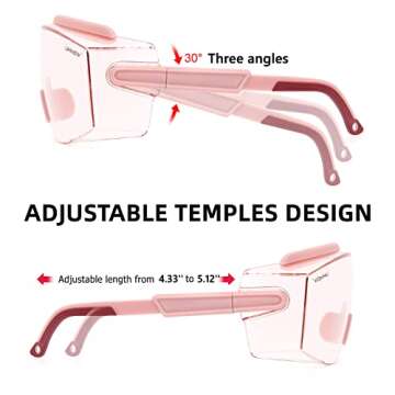 UKNOW Safety Goggles Over Glasses, Safety Glasses Anti Fog Wraparound Eye Protection, Protective Eyewear ANSI Z87.1