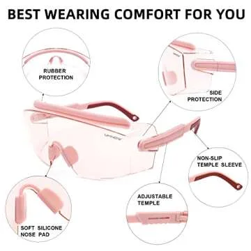 UKNOW Safety Goggles Over Glasses, Safety Glasses Anti Fog Wraparound Eye Protection, Protective Eyewear ANSI Z87.1