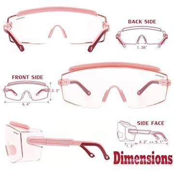 UKNOW Safety Goggles Over Glasses, Safety Glasses Anti Fog Wraparound Eye Protection, Protective Eyewear ANSI Z87.1