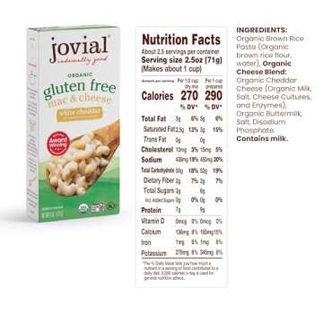 Delicious Jovial Organic Gluten Free White Cheddar Mac & Cheese