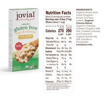 Delicious Jovial Organic Gluten Free White Cheddar Mac & Cheese