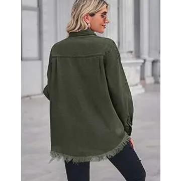 Zilcremo Women Denim Shirt Long Sleeve Button Down Chic