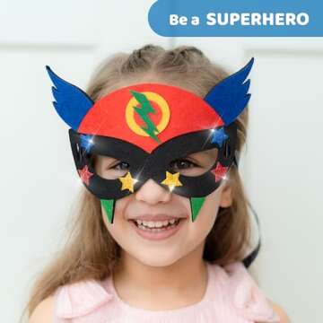 jackinthebox Superhero DIY Dress up Art and Craft Kit | Make a Cape, Mask and Cuffs | Best Gift for Boys Ages 5 6 7 8 Years | 3 Craft Projects in 1 Box