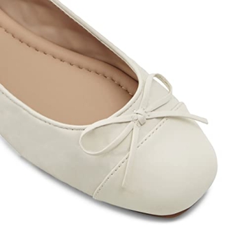 MOOMMO Women Cap Toe Flats Bow Slip On Ballet Flats Comfort Matte White Flat Shoes Round Toe Flat Heel Dress Shoes Office Ladies Party Chic Chic Driver Flats Casual Solid White 7 M US