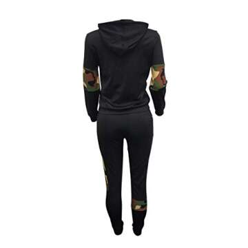 Famnbro Jogging Suits for Women 2 Piece Camo Print Long Sleeve Pullover Hoodie and Bodycon Pants Set