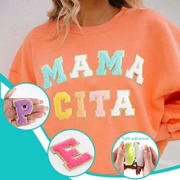 64PCS Adhesive Chenille Letter Patches, 2 Packs A-Z Stick On Varsity Letter Patches Mixed Color Felt Alphabet Stickers Smile Face Love Heart Rainbow Chenille Patches for Clothes Jackets Backpacks Hats