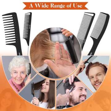 SALONSILK 15PCS Professional Comb Set, Wide Tooth Combs Rat Tail Fine Tooth Hair Comb, Barber Styling Curly Parting Combs Set for Men and Women, Braiding Cutting Combs