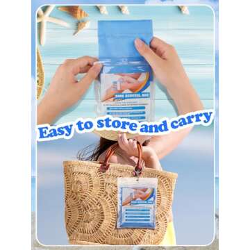 Cosweet Sand Removal Bag - Easy-to-Clean Beach Remover with Baby Powder, Talc-Free & Reef Friendly, Durable Beach Vacation Camping Essentials for Woman Kids Whole Family (Solid Color), Blue