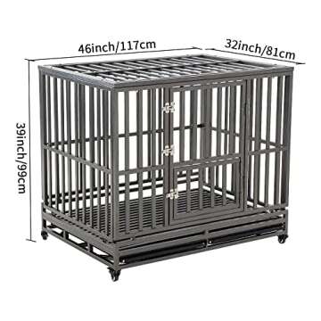 LUCKUP Heavy Duty Dog Cage Metal Kennel and Crate for Medium and Large Dogs, Pet Playpen with Four W...