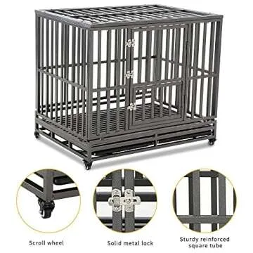 LUCKUP Heavy Duty Dog Cage for Large Dogs - Easy Assembly