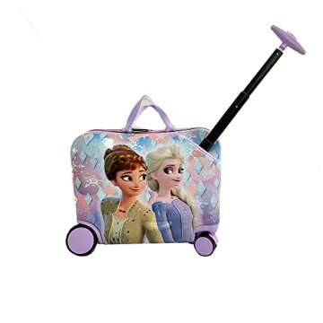Disney Frozen Ride-On Suitcase for Kids, 18" Suitcase with Seat, Cute Lightweight Kids Travel Trolley