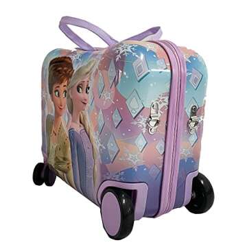 Disney Frozen Ride-On Suitcase for Kids, 18" Suitcase with Seat, Cute Lightweight Kids Travel Trolley
