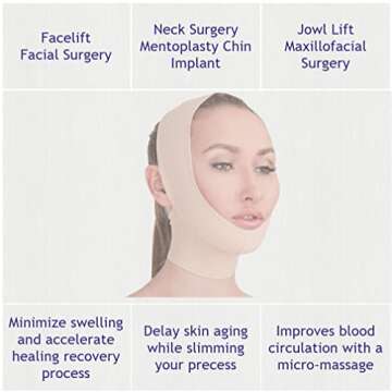 Post Surgical Chin Strap Bandage for Women - Neck and Chin Compression Garment Wrap - Face Slimmer, Jowl Tightening (M)