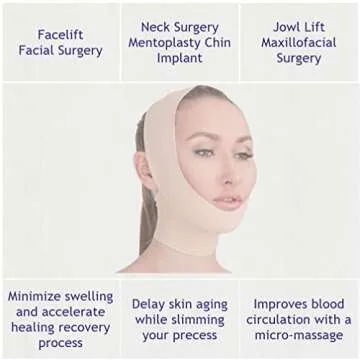 Post Surgical Chin Strap Bandage for Women - Neck and Chin Compression Garment Wrap - Face Slimmer, Jowl Tightening (M)