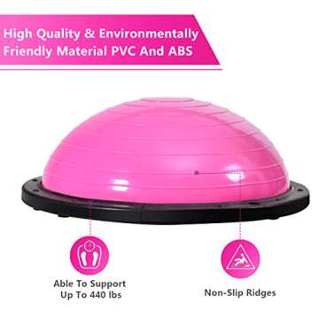 Giantex 23" Yoga Ball with Pump Balance Fitness Trainer Home Exercise Training Balance Boards,Balance Trainer (Pink)