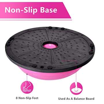 Giantex 23" Yoga Ball with Pump Balance Fitness Trainer Home Exercise Training Balance Boards,Balance Trainer (Pink)