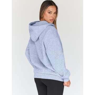 Trendy Queen Womens Zip Up Hoodies Oversized Sweatshirts Fall Fashion Outfits Casual Jackets 2025 Winter Clothes Grey S