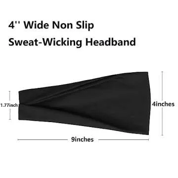 TERSE Headbands for Women, 4 inches Wide, Non Slip Women's Hair Bands, Stretchy Sweat Bands, Hair Ac...