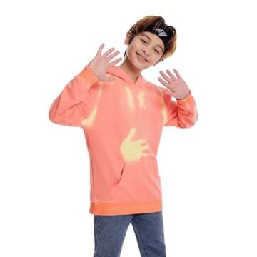 AINIKO Unisex Children Heat Reactive Color Changing Sweatshirt Fashion Casual Hoodie for Boys and Girls Orange