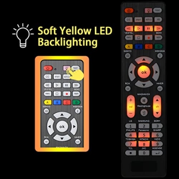 2 PCS Universal TV Remote Control with Light-Up-Button Compatible with LG, Samsung, Philips, Panasonic, Sharp TCL, Vizio, Sony, Sanyo, Toshiba, Insignia, Hisense, JVC, RCA Brands LCD LED 3D TV Remote