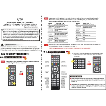 2 PCS Universal TV Remote Control with Light-Up-Button Compatible with LG, Samsung, Philips, Panasonic, Sharp TCL, Vizio, Sony, Sanyo, Toshiba, Insignia, Hisense, JVC, RCA Brands LCD LED 3D TV Remote