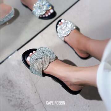 Cape Robbin Sparkly Rhinestone Sandals - Women’s Summer Style