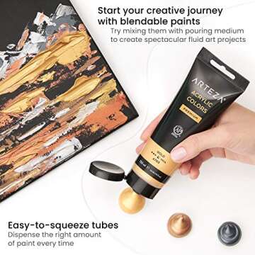 ARTEZA Metallic Acrylic Paint Set, 8 Colors 4.06 oz