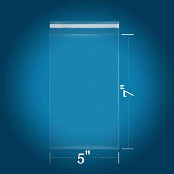 iMailer - 200 Count - 5" x 7" Cellophane Bags Self Sealing - Resealable Clear Poly Cello Bags for A2 A4 A6 Cards & Envelopes, Bakery, Cookies, Treats
