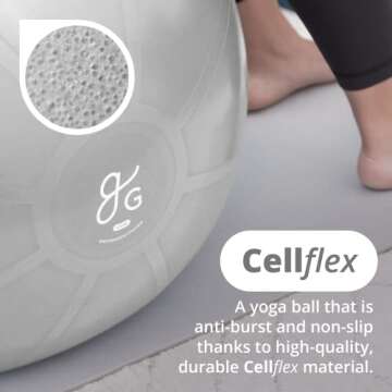 Greater Goods Exercise Ball and Yoga Mat - 55 cm Yoga Ball for Working Out, Balance, Stability, and Pregnancy | Exercise Mat for Fitness, Balance, and Stability | Free Carrying Strap (Pebble Gray)