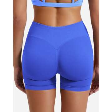 YEOREO Women Workout Gym Impact Shorts Elieen Hidden Scrunch Butt Lifting Mid Low Waist 3.6"/4.5"/6" Seamless Shorts Blue S