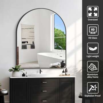 FORBATH Arched Mirror: Elegant 32x40 Inch Design