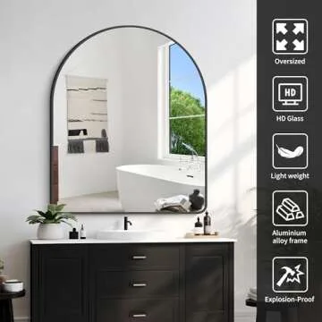 FORBATH Arched Mirror: Elegant 32x40 Inch Design