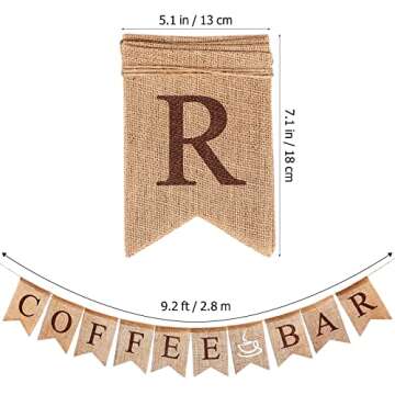 Amosfun Rustic Burlap Coffee Bar Banner Swallowtail Dovetail Linen Bunting Garland for Birthday Wedding Anniversary Farmhouse Wall Table Decor