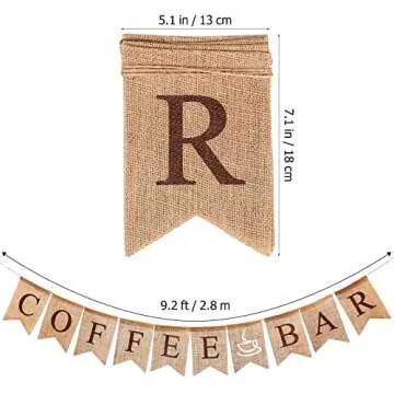 Amosfun Rustic Burlap Coffee Bar Banner for Celebrations