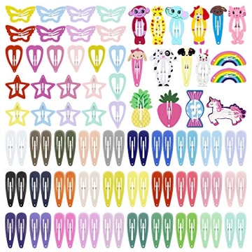 ECADY Colorful Snap Hair Clips Set - 100pcs for Girls