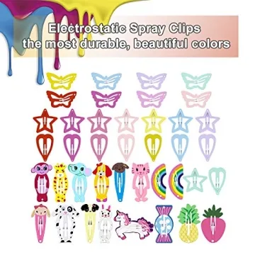 ECADY Colorful Snap Hair Clips Set - 100pcs for Girls