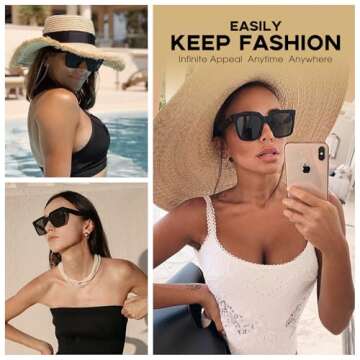 Mosanana Oversized Square Sunglasses for Women - Stylish UV400 Protection