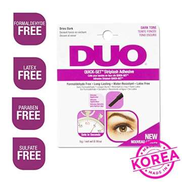 DUO Quick-Set Strip Lash Adhesive - Dark Tone, Long-Lasting, Waterproof Lash Glue, Fast-Drying, for False Lashes, 0.18 oz, 2-Packs