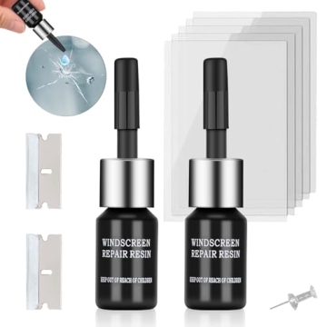 Kunsia Windshield Crack Repir Kit (2pcs) Rock Chip Repair Kit Windshield Repair Kit for Chips and Cr...
