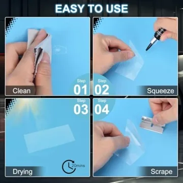 Kunsia Windshield Crack Repir Kit (2pcs) Rock Chip Repair Kit Windshield Repair Kit for Chips and Cracks, Windshield Repair Glue Quick Fix for Bullseyes Half-Moon Cracks Star-Shaped Chips and Cracks