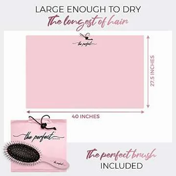 THE PERFECT HAIRCARE Microfiber Curly Hair Towel Wrap with Wet/Dry Brush - Fast Drying and Gentle Detangling for Women, Girls, Kids, Children - Great for Travel, Gifts and Hair Extensions