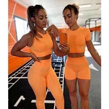 OQQ Women's 3 Piece Medium Support Crop Top Sports Bra Set