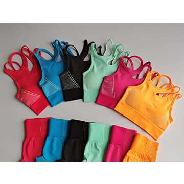 OQQ Women's 3 Piece Medium Support Crop Top Sports Bra Set