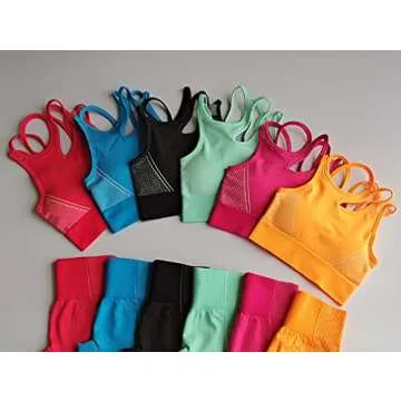 OQQ Women's 3 Piece Medium Support Crop Top Sports Bra Set