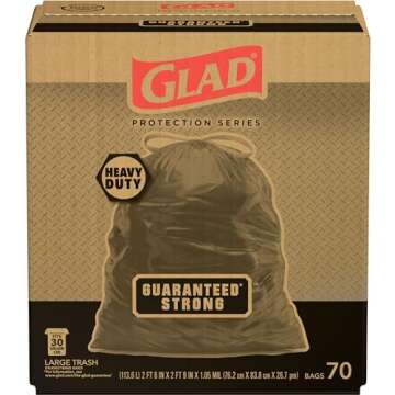 Glad Guaranteed Strong Large Drawstring Trash Bags, 30 Gal, 70 Ct, Pack May Vary